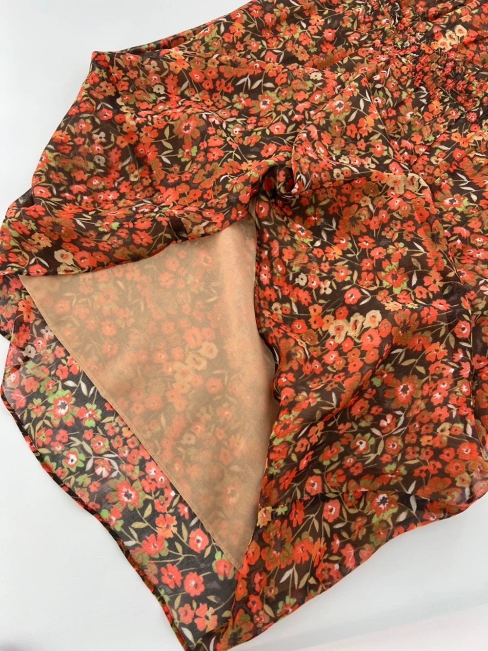 Sundance Silk‎ flutter Sleeve Midi Dress in Rust Floral vintage retro feminine 6